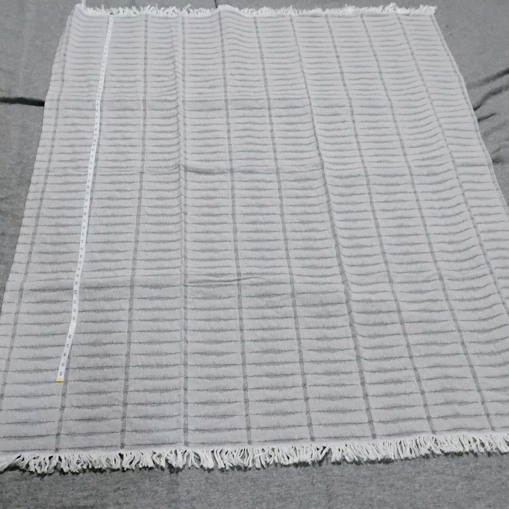Gray Striped Fringe Blanket
